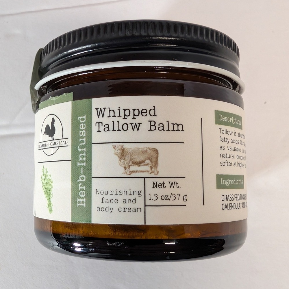 Hearth & Homestead Whipped Tallow Balm Herb Infused Face Body Cream 1.3oz NEW